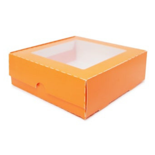 Flip Lid Windowed Boxes Made with Recycled Material -Orange or PolkaDot Color